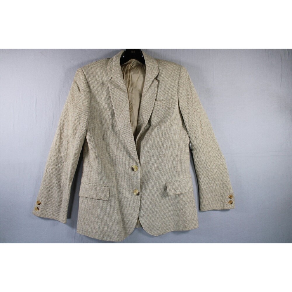 Danièle O Vintage Blazer Womens 7-8 Beige Wool Blend Textured Jacket
